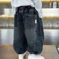 thumbnail image 3 of Boys Denim Pants Cargo Jogge Elastic Waist Straight with Pocket Loose Fit Pull On 8-9 Years Boys Clothes, 3 of 5