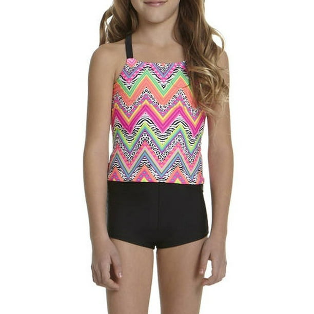 Girls' Safari Chevron Tankini Swimsuit - Walmart.com