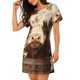 thumbnail image 2 of Easygdp Butterfly Cow Barrel Camisón de manga corta para mujer, informal, estampado, 2 of 6