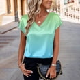 thumbnail image 6 of Endives Womens Satin T-shirt Short Sleeve Blouse V Neck Shirts Womens Top Summer Outfits S-3XL, 6 of 6