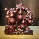 thumbnail image 1 of Ebony wood carving of the Five Blessings, solid wood gourd with auspicious symbols of fortune, prosperity, longevity, happiness, and wealth, a craft gift for housewarming or business opening., 1 of 3