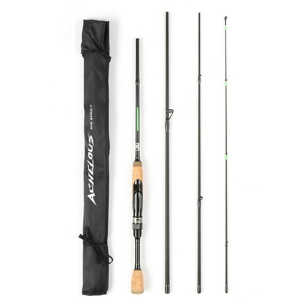 Achelous Portable Travel Spinning Fishing Rod Lightweight Carbon Fiber 4 Pieces Fishing Pole 1.96m