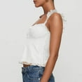 thumbnail image 4 of Delliss Women's Casual Solid Color Tight Fitting Pullover Lace Backless Camisole Top White S, 4 of 8