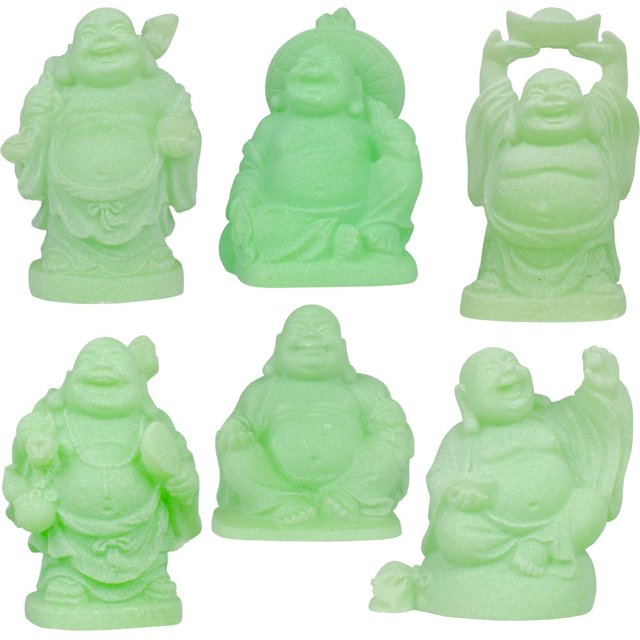 Figurines de Bouddha en Polyresine Vertes (Ensemble de 6)