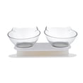 thumbnail image 1 of Cuenco de alimentación para gatos, cuenco de alimentación con forma de oreja de gato, soporte para alimentos de pizarra antideslizante transparente extraíble, 1 of 7