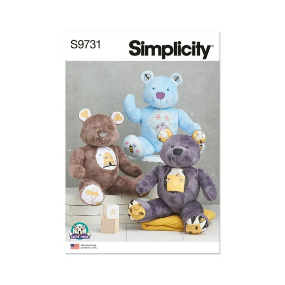 Simplicity Sewing Pattern 9731 - Stuffed Bear by Carla Reiss Design, Size: OS (18")