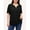 Black, variant on Sewify 2025 Summer Women's Plus Size Tops Short Sleeve Eyelet Cross Rope Hollow V-Neck Elegant Blouses,1X/2X/3X/4X