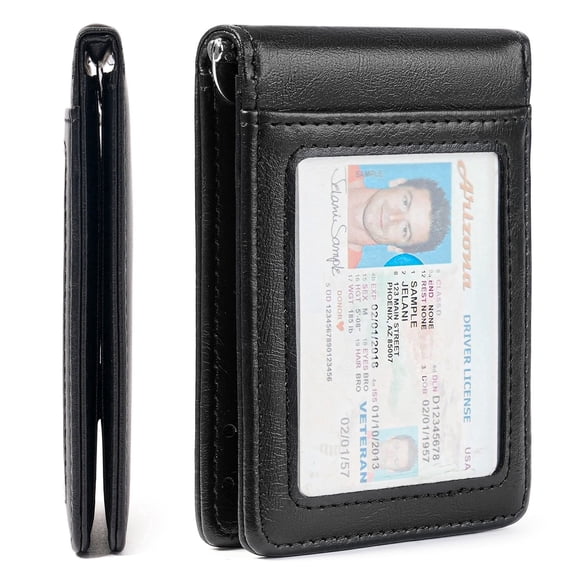 LOUEBICA Slim Men's Wallet with Money Clip RFID Blocking Card Holder Bifold Card Holder Wallet