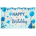 thumbnail image 6 of Blue Themed Happy Birthday Banner with Balloons Stars and Party Hats Background Decoration for Birthday Party Photography Props Party Supplies Decorations, 6 of 7