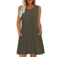 thumbnail image 1 of Ovzne Robes pour Femmes 2025 Robe pour Femme Mode Confortable Été Couleur Unie Sans Manches Col Rond Robe Maxi Grande Taille Liquidation, 1 of 5