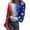 Royal Blue, variant on Women’s Long Sleeve Crew Neck Top with Butterfly and Star Print Casual Slim Fit Ribbed Pullover Blouse for Daily Wear Blue L