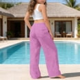 thumbnail image 5 of hoksml Girls Cotton Wide Leg Pants, Back to School Elastic Waist Drawstring Casual Trousers with Pockets, 5 of 9