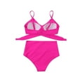 thumbnail image 5 of Women Criss Cross Tankini Two Piece Bathing Suits High Waisted Adjustable Sexy Spaghetti Strap Wrap Bikini Tummy Control Floral Print Beach Swimsuits, Rose S, 5 of 7