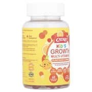 CATALO Kids Growth Multi-Vitamins, Plant Based Gummies, Age 2+, Orange, Strawberry & Cherry, 60 Vegetarian Gummies