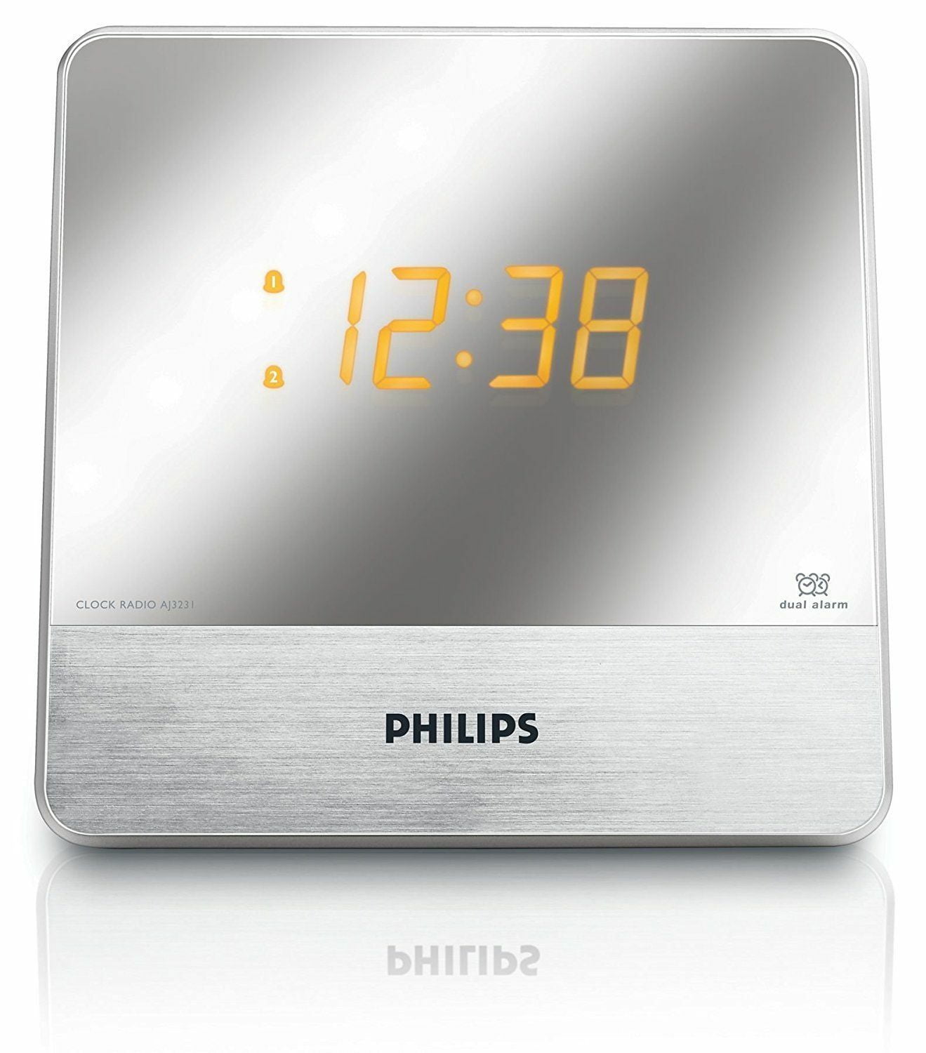sneeuwman Makkelijk te gebeuren Trots Philips AJ3231/37 Mirror Finish Dual Digital Alarm Clock AM/FM Radio (Open  Box) - Walmart.com