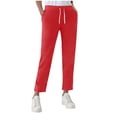 thumbnail image 3 of YABCSAZ Womens High Waist Casual Pants Drawstring Loose Straight Leg Tapered Vacation Lounge Pants Comfy Trousers with Pocket, 3 of 8
