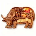 thumbnail image 5 of Highland Cow Wooden Charcuterie Board, Natural Solid Wood with Compartments for Cheese, Meats, Fruit, Farm Themed Party (Cooked Food Platter - Cattle), 5 of 9