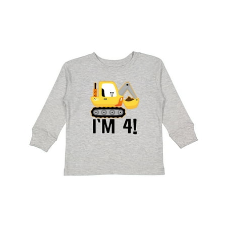 

Inktastic 4th Birthday Construction Boy Outift Gift Toddler Boy Girl Long Sleeve T-Shirt
