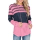 thumbnail image 1 of Sudadera con capucha de manga larga con empalme a rayas, suave y holgada, para mujer, para la cita diaria en la universidad, rosa, rojo, XXL, 1 of 6