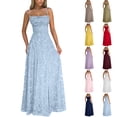 thumbnail image 4 of Xdegoge Elegant Vintage Dress for Women Maxi A Line Square Neck Spaghetti Strap Summer Dress Floral Lace Flowy Swing Flattering Wedding Guest Evening Prom Party, 4 of 4
