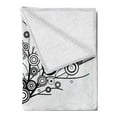 thumbnail image 2 of Tree of Life Soft Flannel Fleece Blanket, Abstract Image Circle Leaves and Round Plants Spiral Dot Illustration Design, Cozy Plush for Indoor and Outdoor Use, 50" x 60", Black White, by Ambesonne, 2 of 5