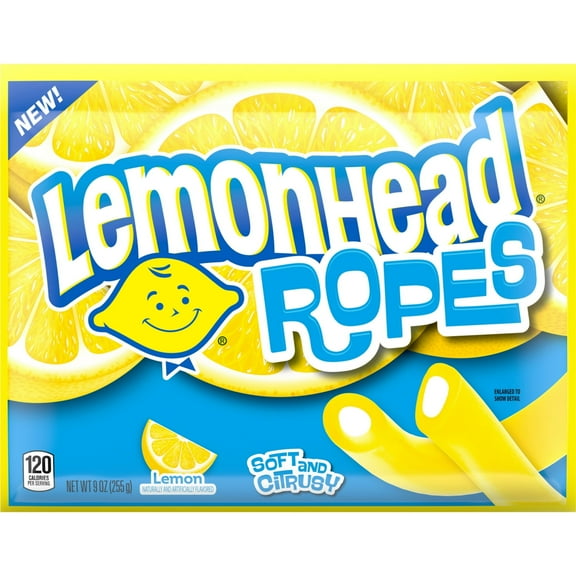 (3 Pack) Lemonhead Ropes, Candy, Lemon, Tart and Citrusy, Soft and Chewy, 9 oz Bag