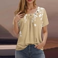 thumbnail image 2 of Camisetas de Cuello Redondo Impreso Gradiente de las Mujeres, Manga Corta Casual Top para el Uso Diario, 2 of 7