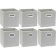 thumbnail image 6 of Simple Houseware Foldable Cube Storage Bin with Handle, 6 Pack, Gray, 6 of 8