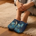 thumbnail image 3 of Chaqlin Moon Blue Flower Butterfly Womens' House Shoes Soft Plush Warm Anti-slip Rubber Sole Cozy Comfy Lightweight Indoor Home Gifts Slippers, 3 of 7