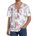 thumbnail image 3 of Wukai Rose Flower B Men's Casual Short-Sleeve Button Down Shirt - Lightweight Summer Dress Shirt for Daily Wear-Small, 3 of 7