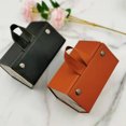 thumbnail image 2 of 1PC Brown Semi-hard Soft Leather Portable Sunglasses Storage Case, 2 of 5