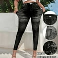 thumbnail image 2 of UVEASISHA Jean Look Leggings for Women High Waisted Casual Skinny Pants Buttery Soft Stretch Jeggings Black L, 2 of 8