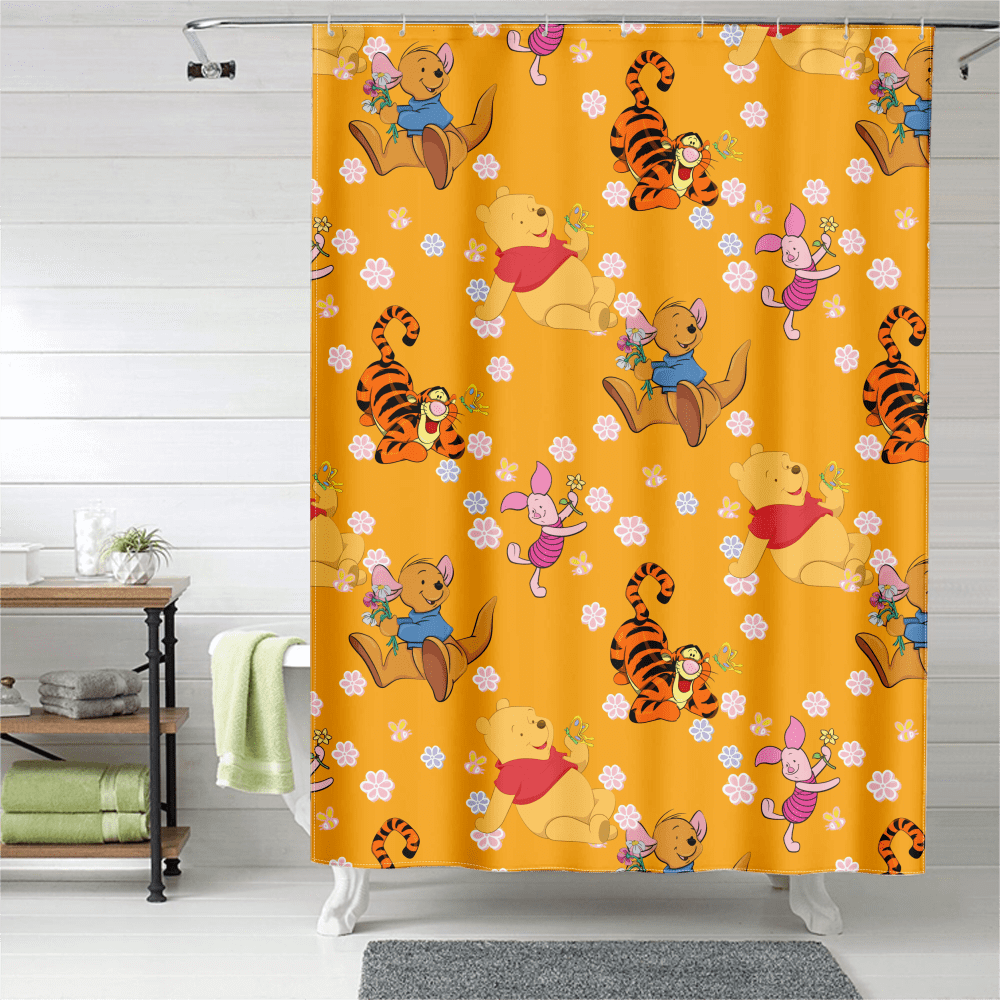 Winnie the Pooh Shower Curtain, Durable Christmas Shower Curtains ...