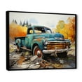 thumbnail image 2 of Designart "Blue Vintage Pickup Automn Offroad I" Transportation Floater Framed Canvas Print, 2 of 7