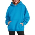 thumbnail image 2 of Hoodies for Women Basic Hoodies Oversized Plain Pullover Sweatshirt Women's Casual Front Pockets Long Sleeve Hooded Pullover Tops 2025 Fall Outdoor Loose Comfy Hoody Hoodie #11Light Blue L, 2 of 5