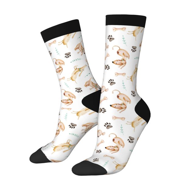 Balery Dachshund Dog Puppy Calcetas Largas con Estampado para Hombre y Mujer – Suaves y Transpirables, Talla Única (US 5-11)