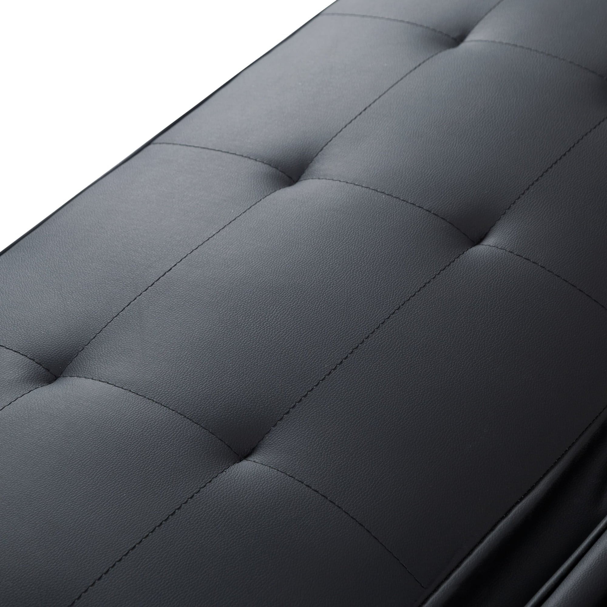 BSHTI Futon Convertible Sleeper Sofa Bed,With 3-Position Adjustable Backrest,Upholstered in PU Fabric,a Side Storage Pocket,Twin-Size Sleeper Sofa,Black