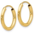 thumbnail image 2 of 14k Yellow Gold Polished Round Endless 2mm Hoop Earrings - 16mm, 2 of 6