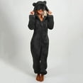 thumbnail image 2 of Women's Fleece Onesie Pajamas Hooded Romper Sleepwear Loungewear (Dark Gray, L), 2 of 5