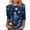 Blue, variant on Enjoytime Christmas Women's Blouse Cute Printed Casual Plus Size Tops Fall Winter Fashion Loose Round Neck 3/4 Sleeve Shirts Red XXL