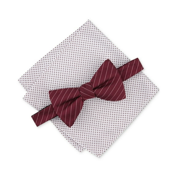 Alfani Mens Regular fit Bow Tie Necktie One Size Burgundy Red Striped