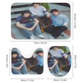 thumbnail image 3 of Trillizos Sturniolo-theme 4-Piece Shower Curtain Set with Rugs, Waterproof Bathroom Decor Set Includes Bath Mat, U-Shaped Rug, Toilet Lid Cover and Curtain with Hooks, 3 of 6