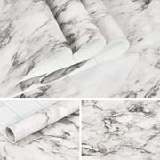 Caltero Peel and Stick Wallpaper Gray White Marble Wallpaper 17.71 in x 118 in