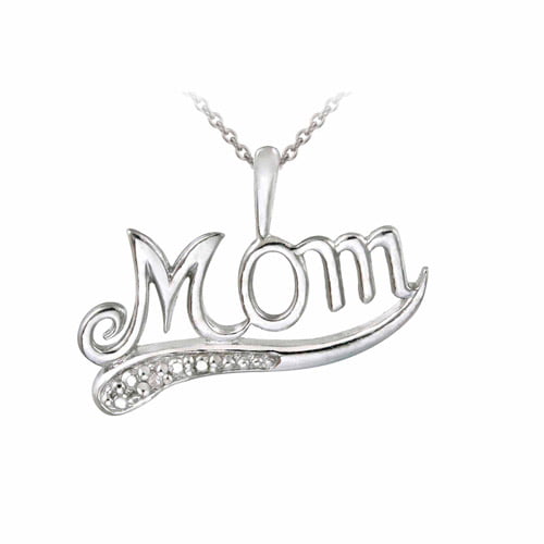Solid 925 Sterling Silver Pendant Mom Necklace 18