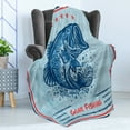 thumbnail image 4 of Fishing Soft Flannel Fleece Throw Blanket, Vintage Design Trout Fish Stars in American Flag Colored Frame Illustration, Cozy Plush for Indoor and Outdoor Use, 70" x 90", Multicolor, by Ambesonne, 4 of 5