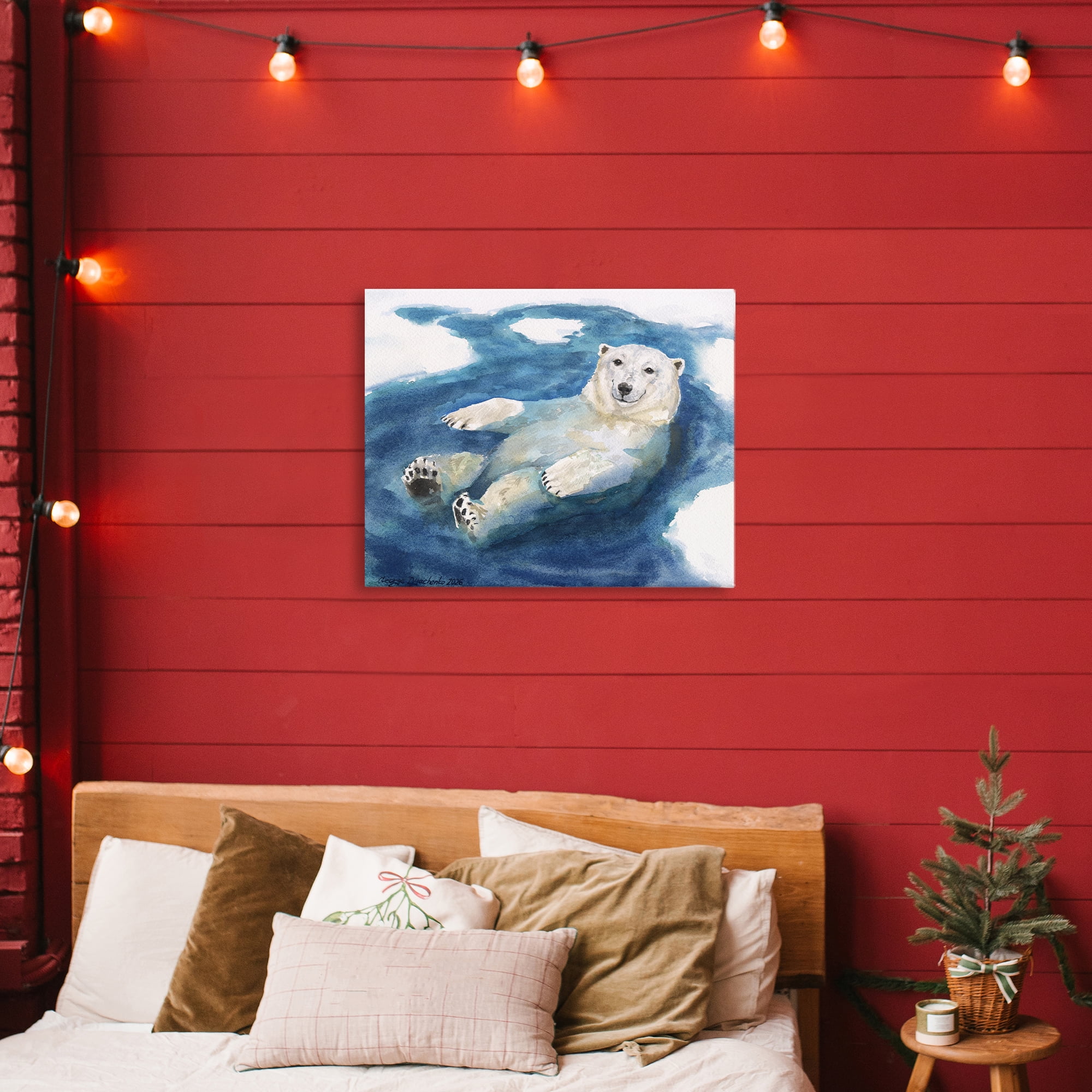 Stupell Industries Polar Bear Icy Bath Time Canvas Wall Art, design by George Dyachenko