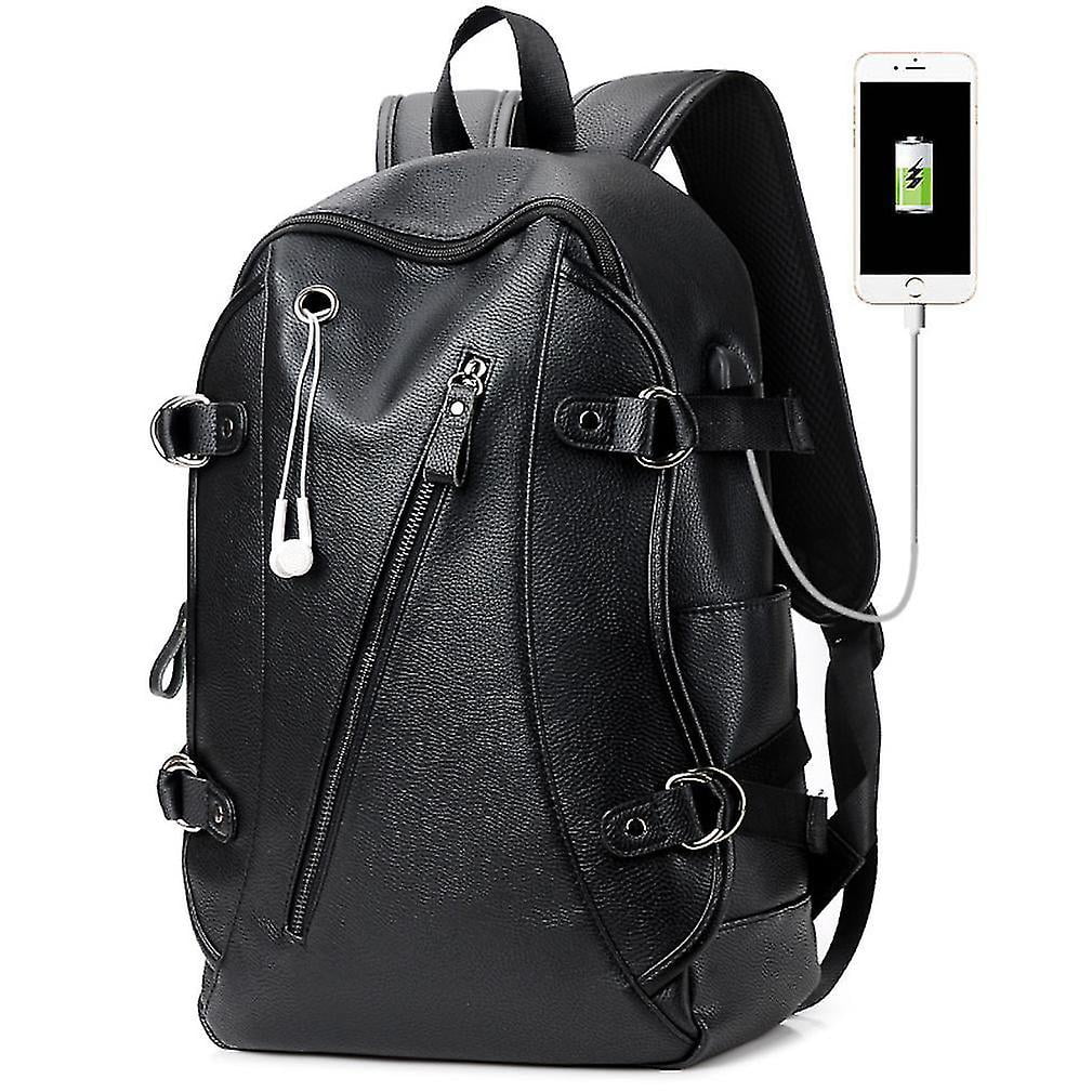 Men Leather Backpack Gym Sports Outdoor Backpack