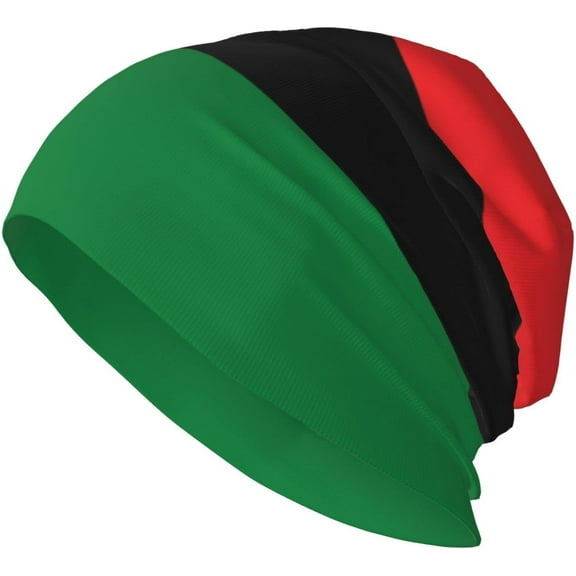 African American Flag Red Black and Green Beanie Hat Men Women Stretch Slouchy Warm Skull Knit Beanies Cap for Winter