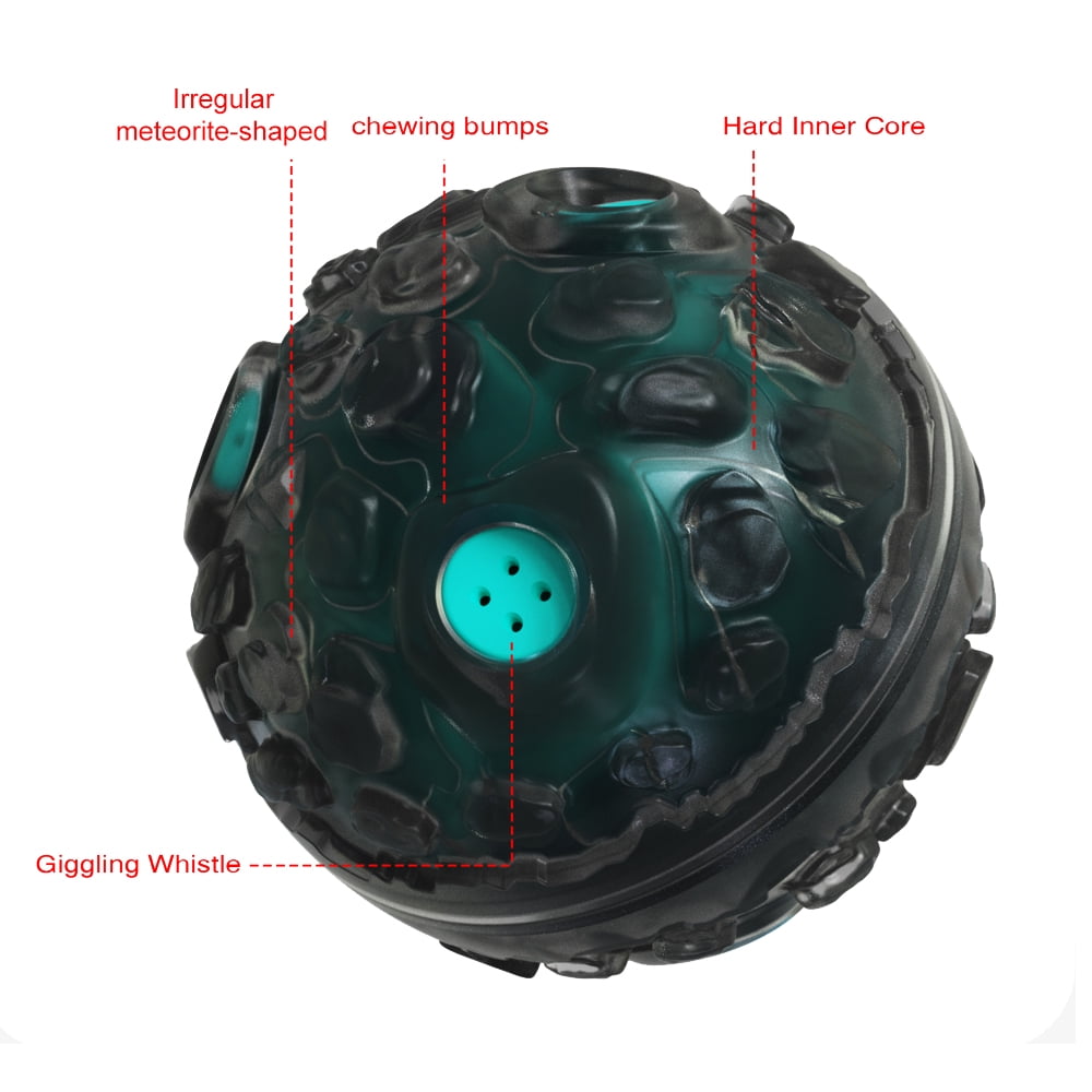 Goaxuzt Dog Toy Ball For Aggressive Chewers Giggle Chew Interactive Fetch Ball With Squeaker For Medium Large Dogs, Blue