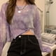 thumbnail image 2 of Camisetas teñidas para mujer, camisetas de manga larga de malla transparente para mujer, camisetas holgadas finas de verano para playa para mujer, camisetas sexis a prueba de sol, 2 of 4